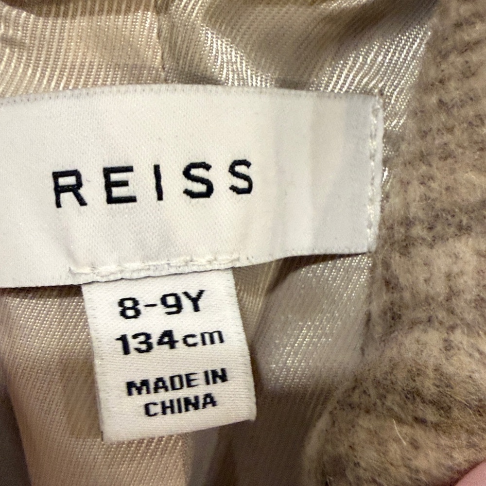 Reiss Kids Plaid Pea Coat in Beige Size 8-9 - Picture 2 of 4